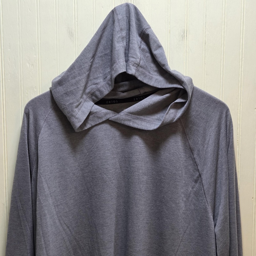 Zelos Hoodie Shirt Mens 2XL Gray Lightweight Knit Pullover Tagless Top Athletic